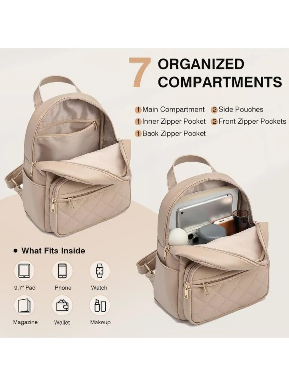 Chic Mini Backpack for Women - Vegan Leather Small Purse for Travel & Shopping